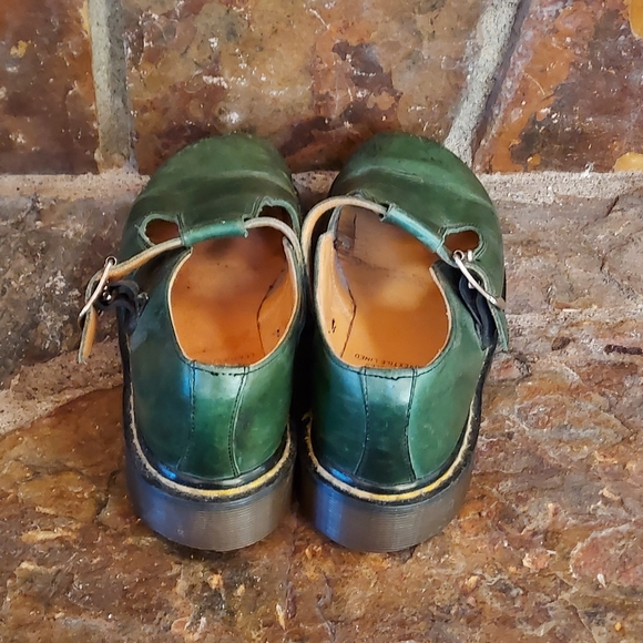 Dr. Martens Green Leather Flats with Classic Monk Strap - Picture 3 of 7
